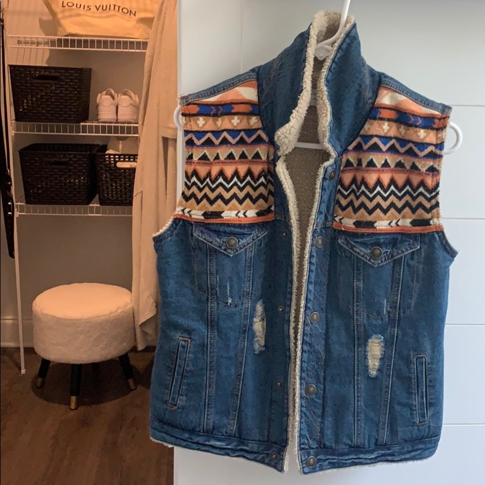 Aztec Blue Jean Vest